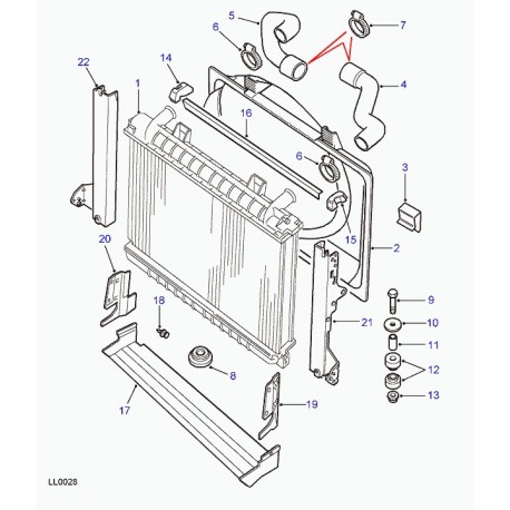 Land rover durite de radiateur Range P38 (PCH124720)