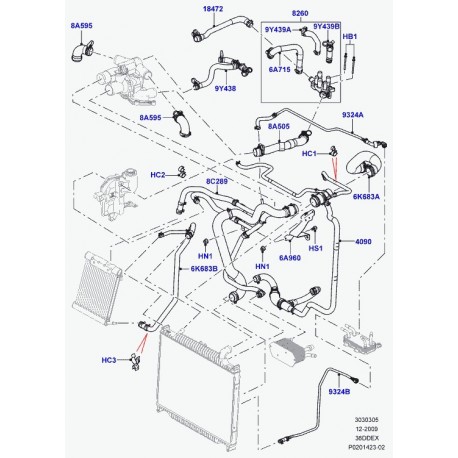 Land rover tuyau flexible d'evacuation d'air Range L322 (PCH503180)