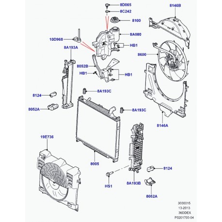 Land rover support superieur-radiateur Range L322 (PCU000220)