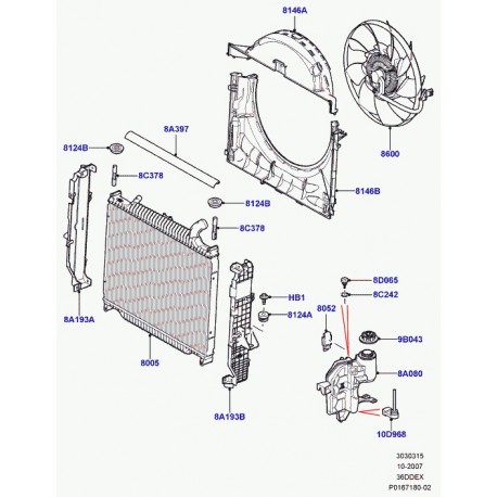 Land rover support ventilateur Range Sport (PCU500240)