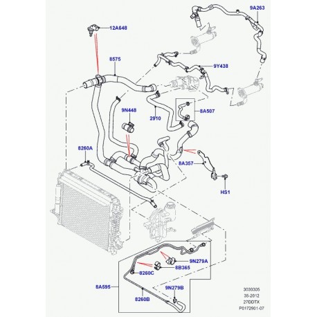 Land rover durite de radiateur Discovery 3, Range Sport (PEH500201)