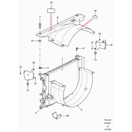 Land rover ecran supérieur  Defender 90, 110, 130 (PGK500440)