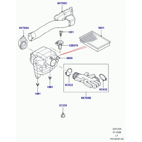 Land rover conduit d'air Range Sport (PHB500054)