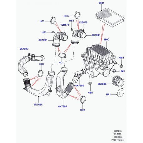 Land rover epurateur d'air Range L322 (PHB500240)