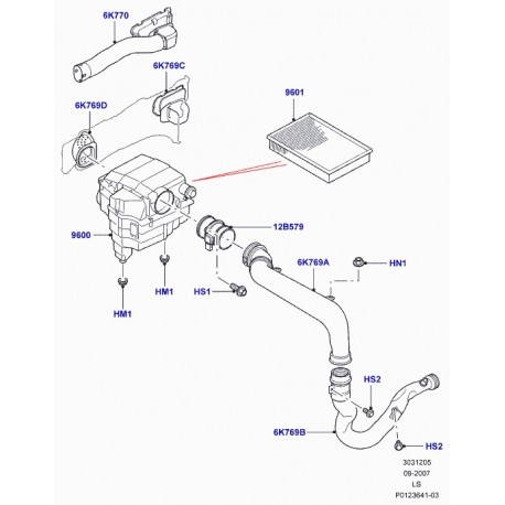 Land rover conduit d'air Discovery 3, Range Sport (PHD000603)