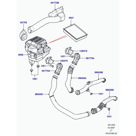 Land rover conduit d'air Range Sport (PHD500610)