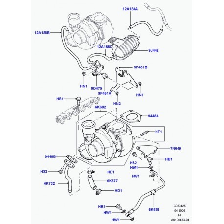 Land rover tuyau flex.-turbocompr.-sortie Range L322 (PNH000080)