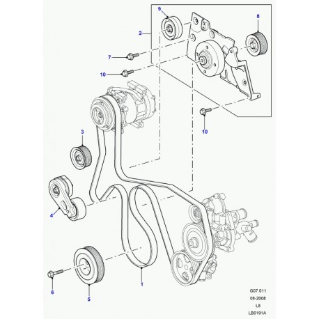 Land rover galet de courroie sans clim Defender 90, 110, 130 (PQH500100)