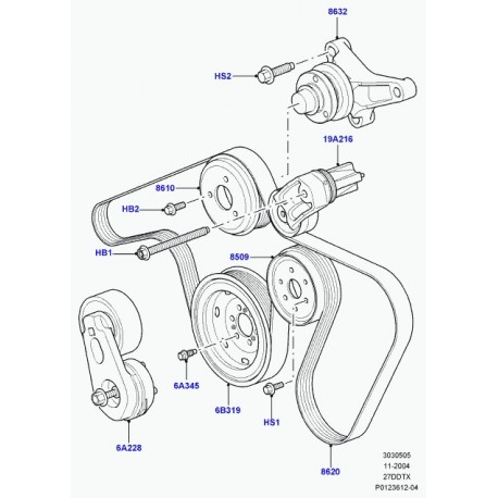 Land rover courroie generale Discovery 3, Range Sport (PQS500370)