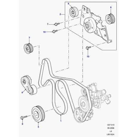 Land rover courroie trapezoidale Defender 90, 110, 130 (PQS500610)