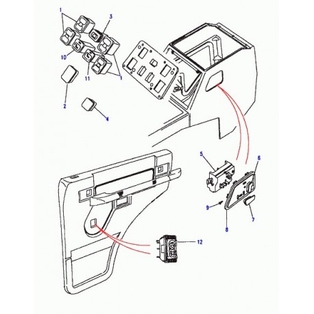 Land rover interrupteur cote passager Discovery 1 range classic (PRC5255)