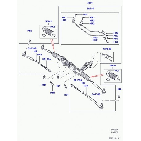 Land rover boitier de direction Range L322 (QEB500580)