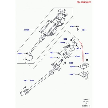 Land rover coussinet-colonne de direction Range L322 (QLI000011)
