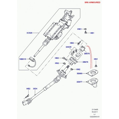 Land rover colonne de direction Range L322 (QMB500701)