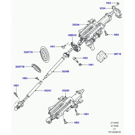 Land rover colonne de direction Discovery 3, Range Sport (QMB501240)