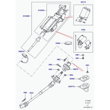 Land rover moteur colonne de direction Range L322 (QME500070)