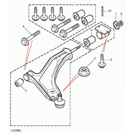 Land rover bras de suspension avant inférieure gauche Freelander 1 (RBJ500690)