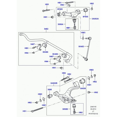 Land rover boulon de fixation de bras inferieur Discovery 3, Range Sport (RDI000034)
