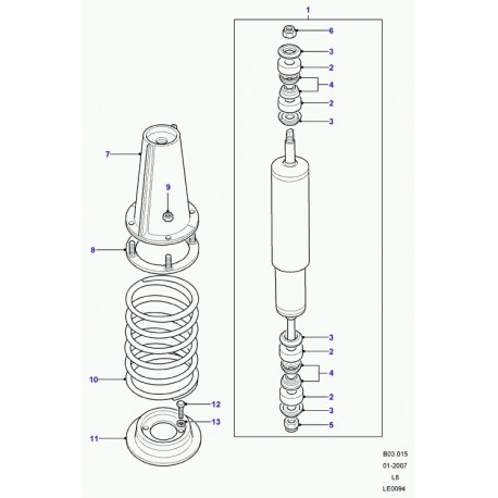 Land rover ressort suspension-avant Defender 90, 110, 130 (REB500200)