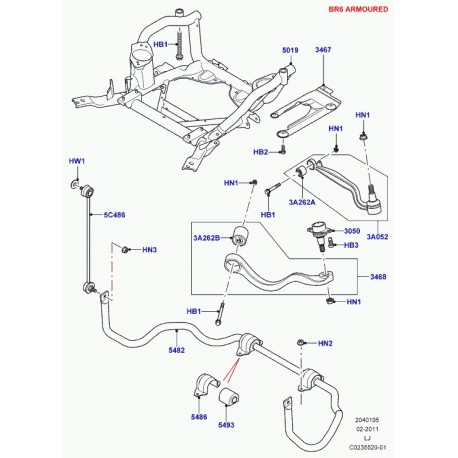 Land rover support avant barre stabilisatrice Range L322 (RHL500020)