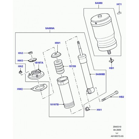 Land rover amortisseur arriere droit ou gauche Range L322 (RPD500260)