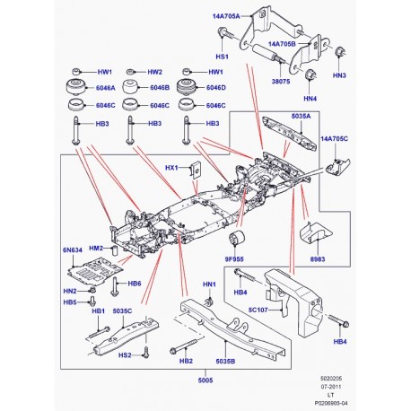 Land rover support cadre Discovery 3, Range Sport (RQU500361)
