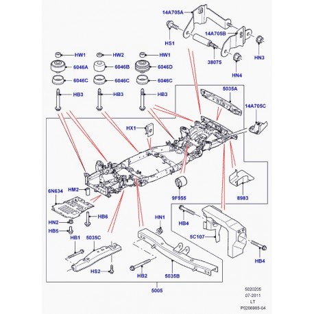 Land rover support cadre Discovery 3, Range Sport (RQU500361)