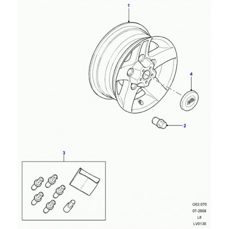 Land rover Kit de verrous et cache-écrous de roue Defender (RRB500090)