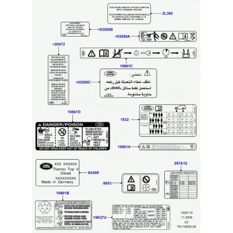 Land rover decalque indicatr.-pression pneus Discovery 3 (RTC500310)