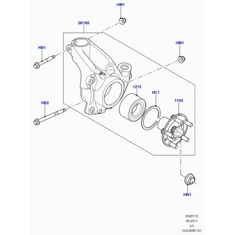 Land rover circlip de roulement de roue Evoque et Range L322,  L405,  Sport (RUE000010)