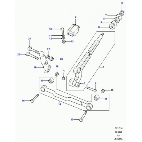 Land rover boulon bague a oeil de barre de force Defender 90, 110, 130 et Discovery 2 (RYG501550)