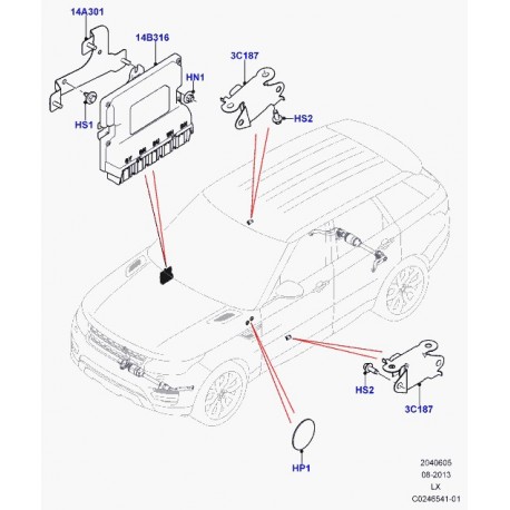 Land rover ecrou six pans avec rondelle plate Evoque et Range L322,  L405,  Sport (RYH500420)