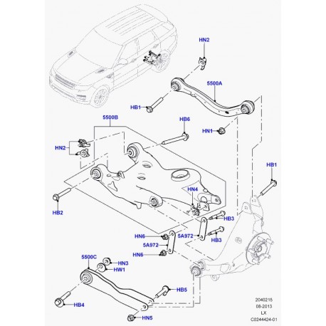 Land rover ecrou six pans avec rondelle plate Range L405,  Sport (RYH500530)