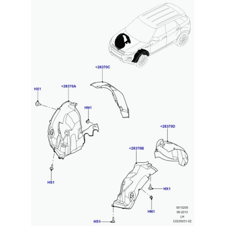 Land rover ecrou a six pans Evoque et Range L405,  Sport (RYH500780)