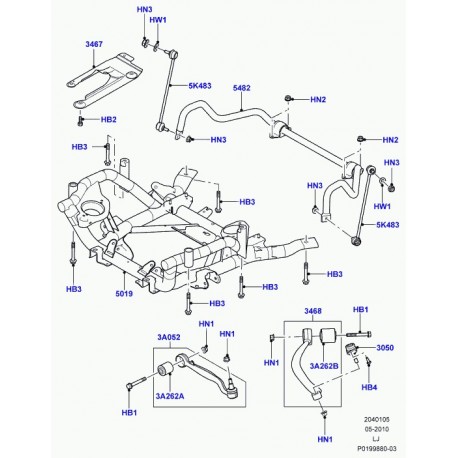 Land rover ecrou a collet Range L322 (RYH501100)