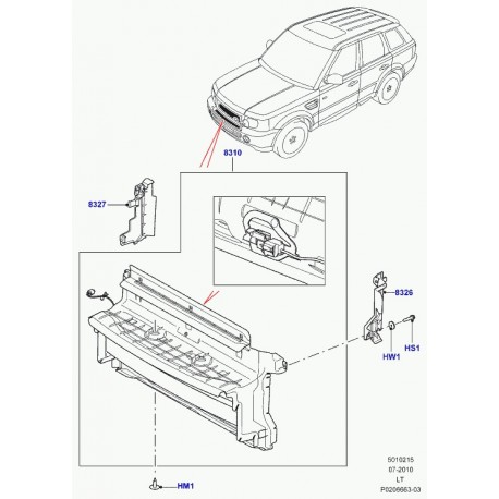 Land rover goupille Discovery 3, Range L405, Sport (RZM500080)