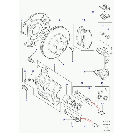 Land rover necessaire reparation etrier frein Freelander 1 (SEE100300)