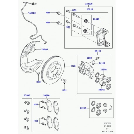 Land rover etrier frein sans plaque porte garniture Discovery 3, Range Sport (SEG500040)