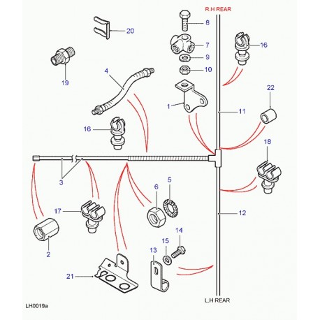 Land rover tuyau frein rigide arriere droit Defender 90, 110, 130 (SGB501770)