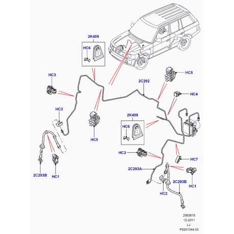 Land rover agrafe tuyau de frein Range L322 (SGK500071)