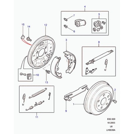 Land rover kit de ressort de machoires arriere Freelander 1 (SMN000020)