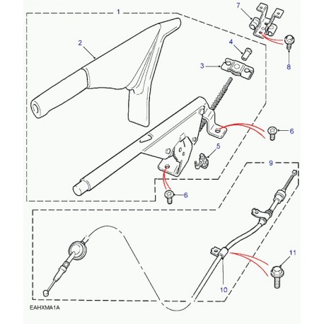 Land rover levier commande de frein a main Freelander 1 (SNB000180PMA)