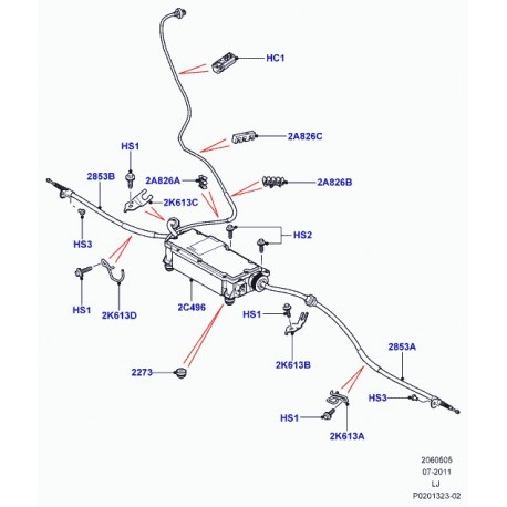 Land rover agrafe cable de frein a main Range L322,  L405,  Sport (SPV500100)