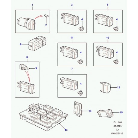 Land rover ampoule lampe temoin commutateur Range P38 (STC3115)