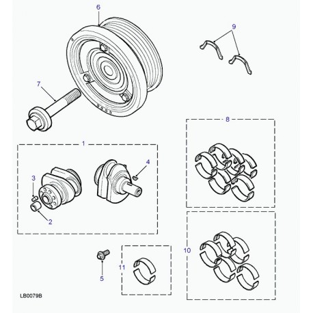 Land rover demi-coussinet de vilebrequin Discovery 2 (STC3299025)