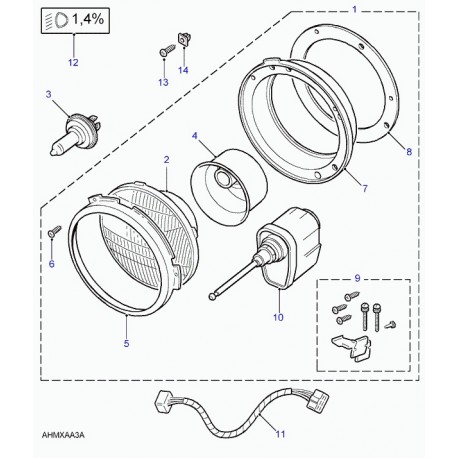 Land rover cuvelage de phare Defender 90, 110, 130 (STC4029)