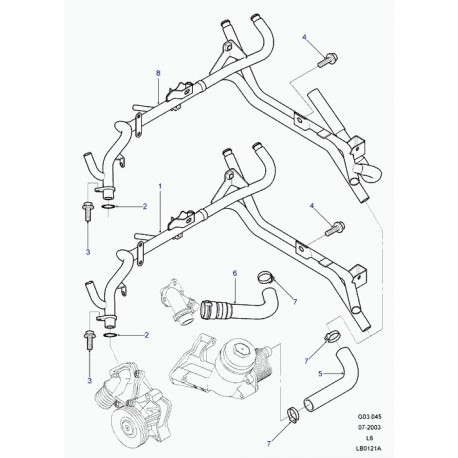 Land rover tuyau flexible a eau Freelander 1 (STC4537)