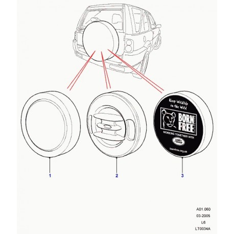 Land rover recouvrement roue de secours Freelander 1 (STC7984)