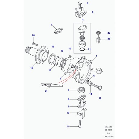 Land rover kit axe de pivot sup modele s/s ab Defender 90, 110, 130 (TAR100040)