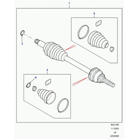 Land rover arbre de transmission Freelander 1 (TDB104020)